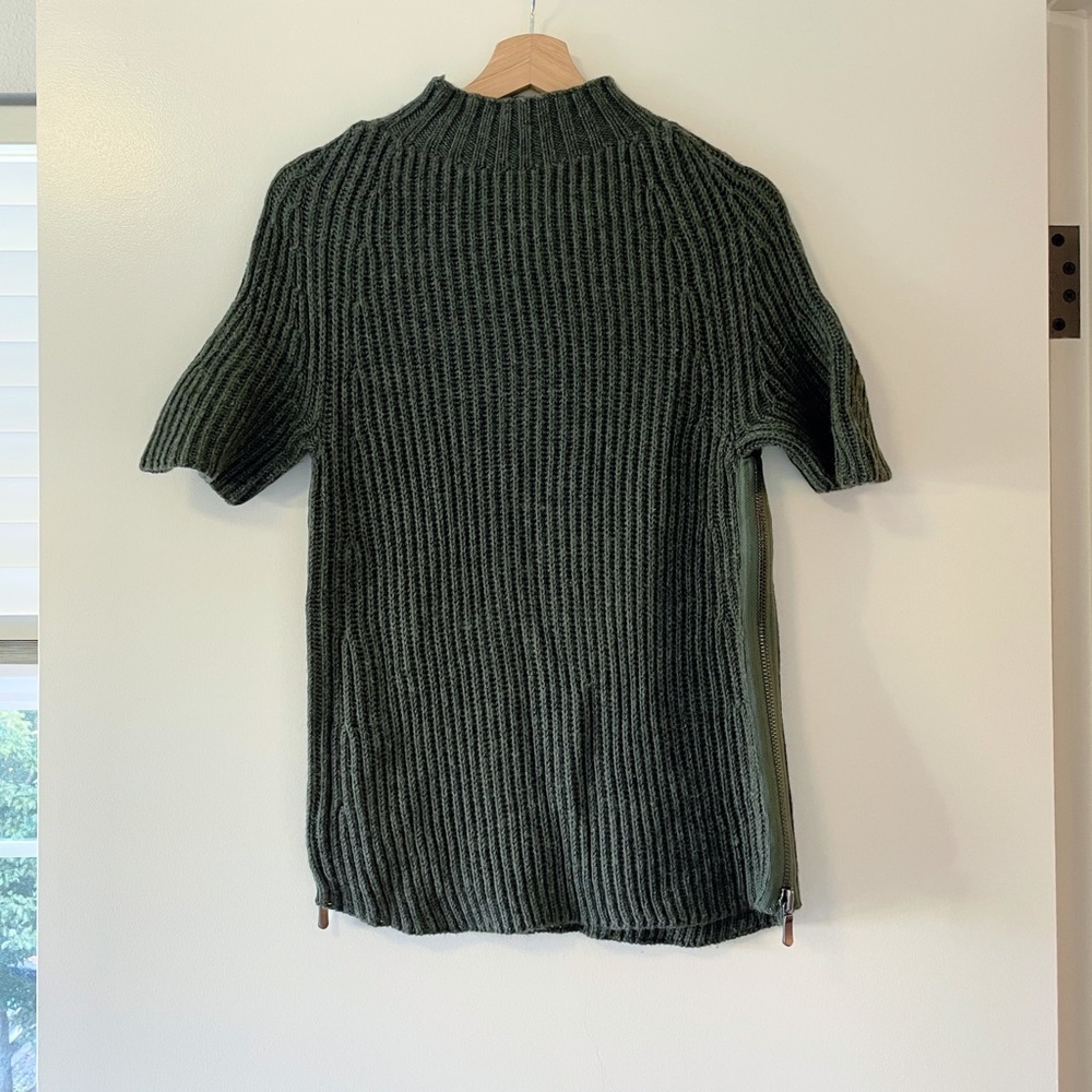 J Brand Olive Green Short Sleeve Wool Sweater XS/S